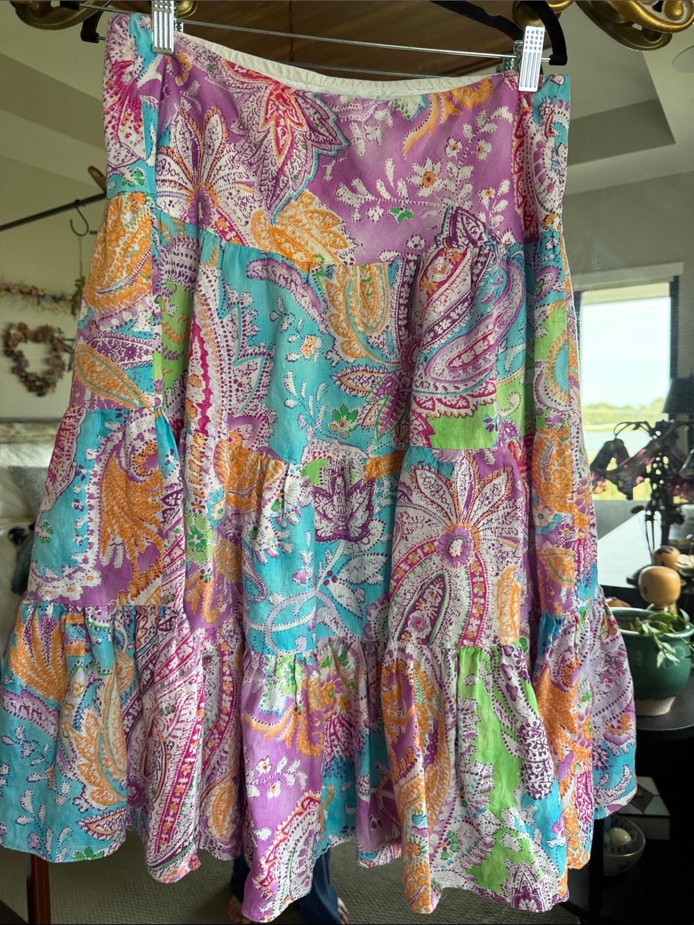 Lauren Ralph Lauren Multicolor Paisley Tiered Skirt in Turquoise & Lavender